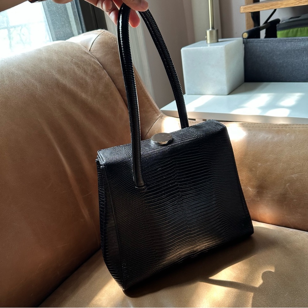 Little Liffner MADAME MADEMOISELLE black Lizard LEATHER SMALL MINI BAG PURSE - Picture 5 of 14